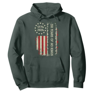 250 Years Of No Kings Hoodie Vintage American Flag TS12 Dark Forest Green Print Your Wear
