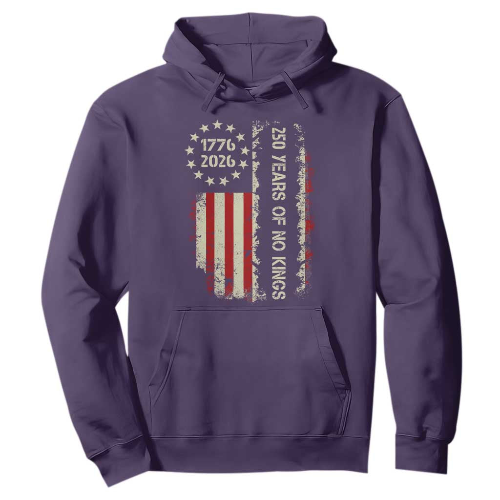 250 Years Of No Kings Hoodie Vintage American Flag TS12 Purple Print Your Wear