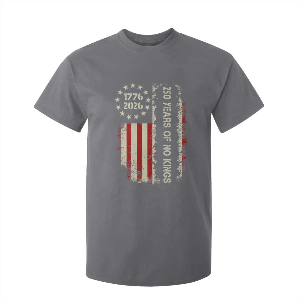 250 Years Of No Kings T Shirt For Kid Vintage American Flag TS12 Charcoal Print Your Wear