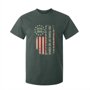 250 Years Of No Kings T Shirt For Kid Vintage American Flag TS12 Dark Forest Green Print Your Wear