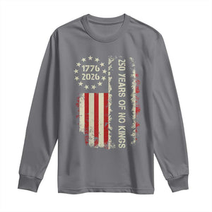 250 Years Of No Kings Long Sleeve Shirt Vintage American Flag TS12 Charcoal Print Your Wear