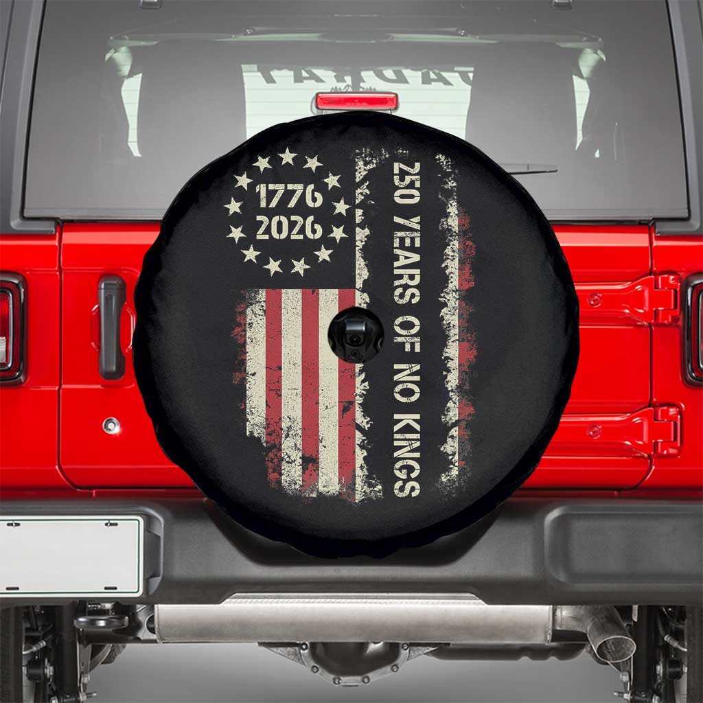 250 Years Of No Kings Spare Tire Cover Vintage American Flag TS12 Black Print Your Wear