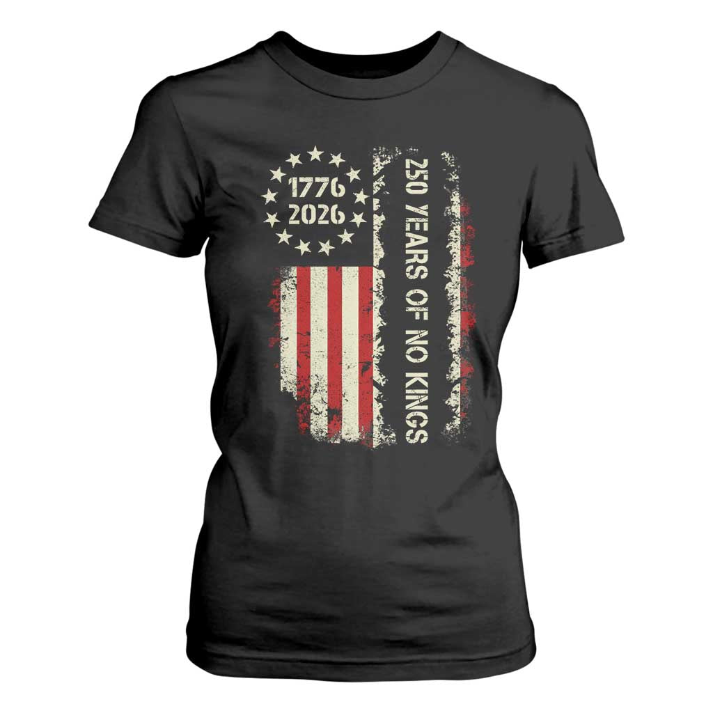 250 Years Of No Kings T Shirt For Women Vintage American Flag TS12 Black Print Your Wear