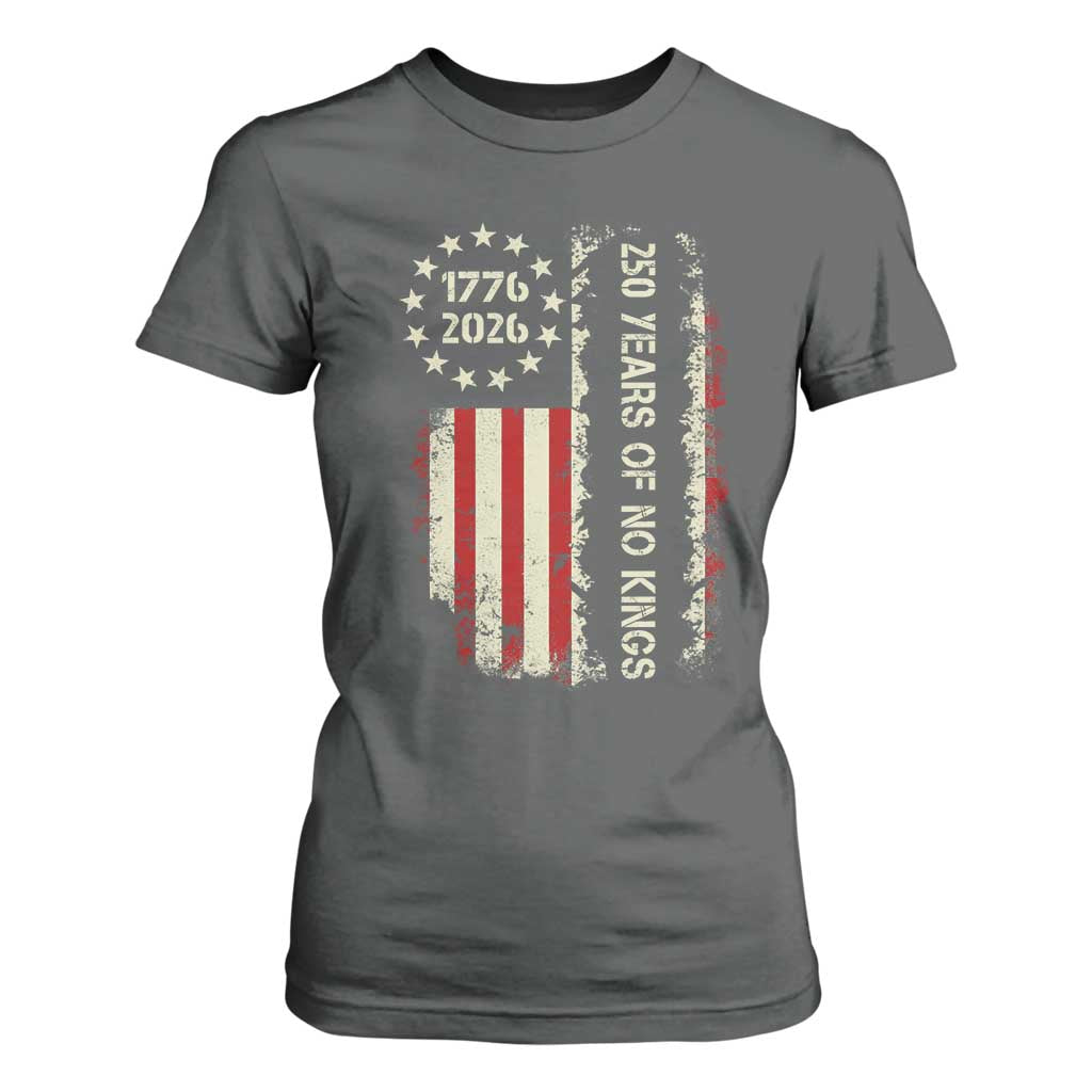 250 Years Of No Kings T Shirt For Women Vintage American Flag TS12 Dark Heather Print Your Wear