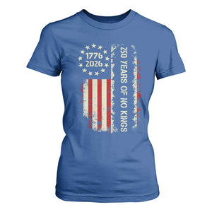 250 Years Of No Kings T Shirt For Women Vintage American Flag TS12 Royal Blue Print Your Wear