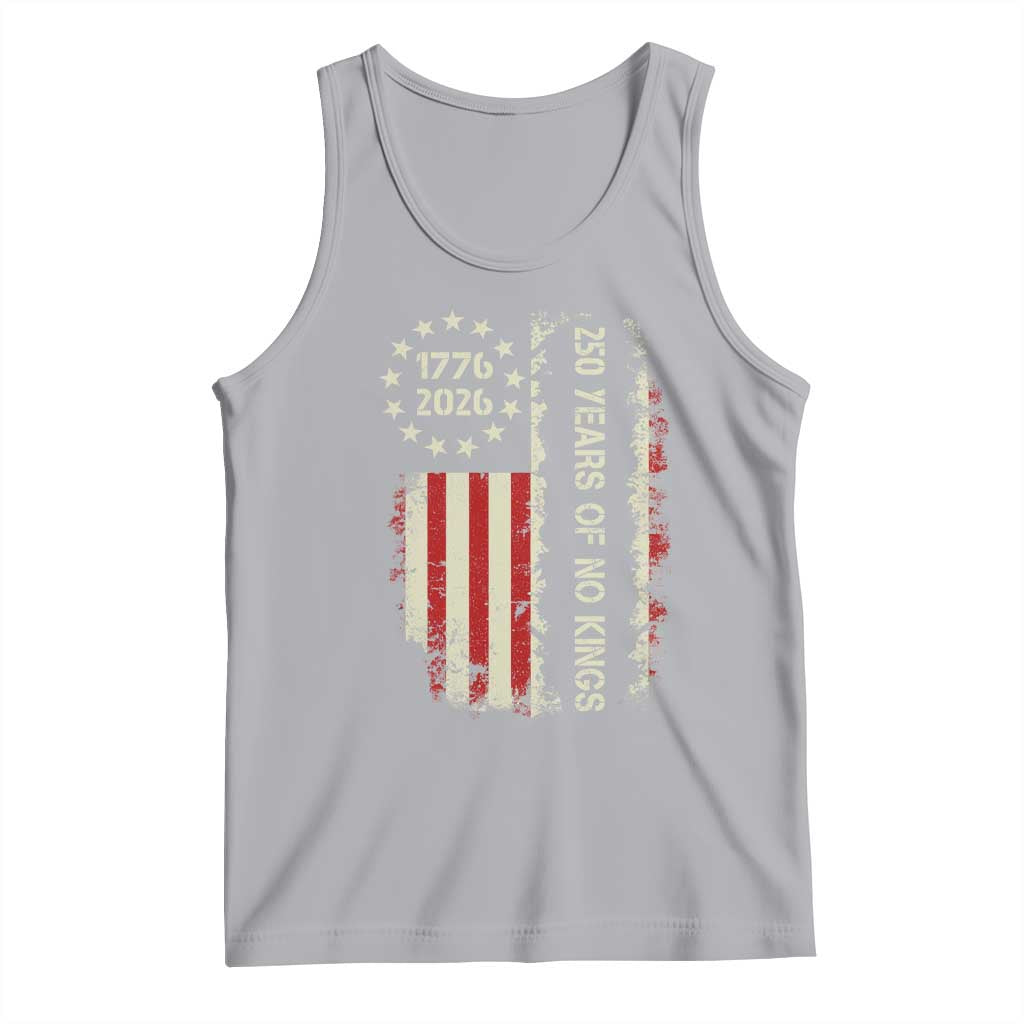 250 Years Of No Kings Tank Top Vintage American Flag TS12 Athletic Heather Print Your Wear