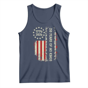 250 Years Of No Kings Tank Top Vintage American Flag TS12 Navy Print Your Wear