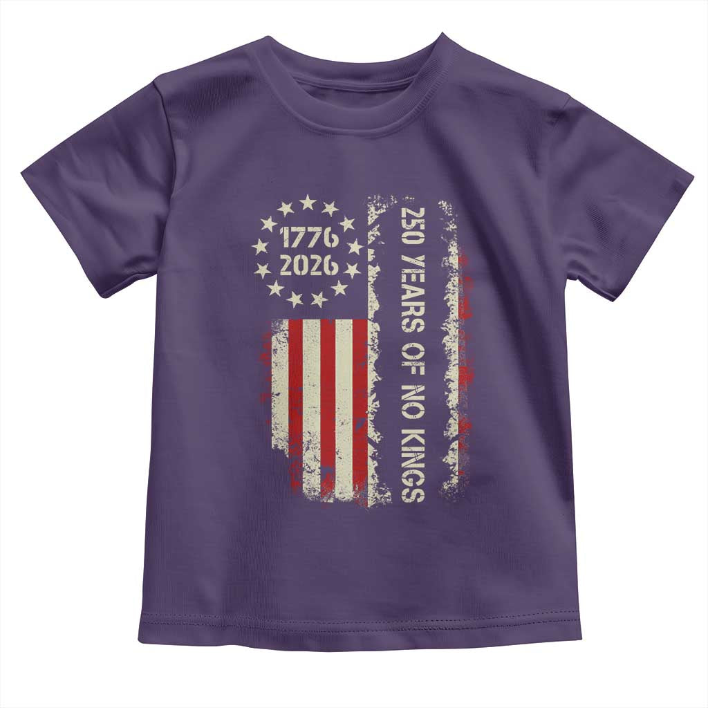 250 Years Of No Kings Toddler T Shirt Vintage American Flag TS12 Purple Print Your Wear