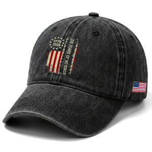 250 Years Of No Kings Washed Cotton Baseball Cap Vintage American Flag TS12 Print Your Wear