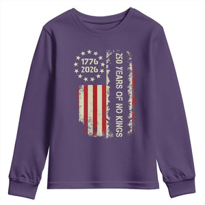 250 Years Of No Kings Youth Sweatshirt Vintage American Flag TS12 Purple Print Your Wear