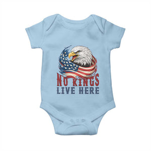 No Kings Live Here Baby Onesie Patriotic American Eagle TS12 Light Blue Print Your Wear