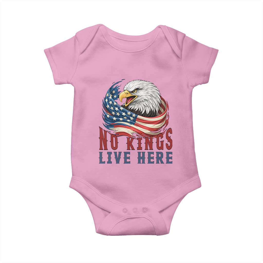 No Kings Live Here Baby Onesie Patriotic American Eagle TS12 Light Pink Print Your Wear
