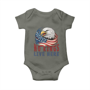 No Kings Live Here Baby Onesie Patriotic American Eagle TS12 Military Green Print Your Wear
