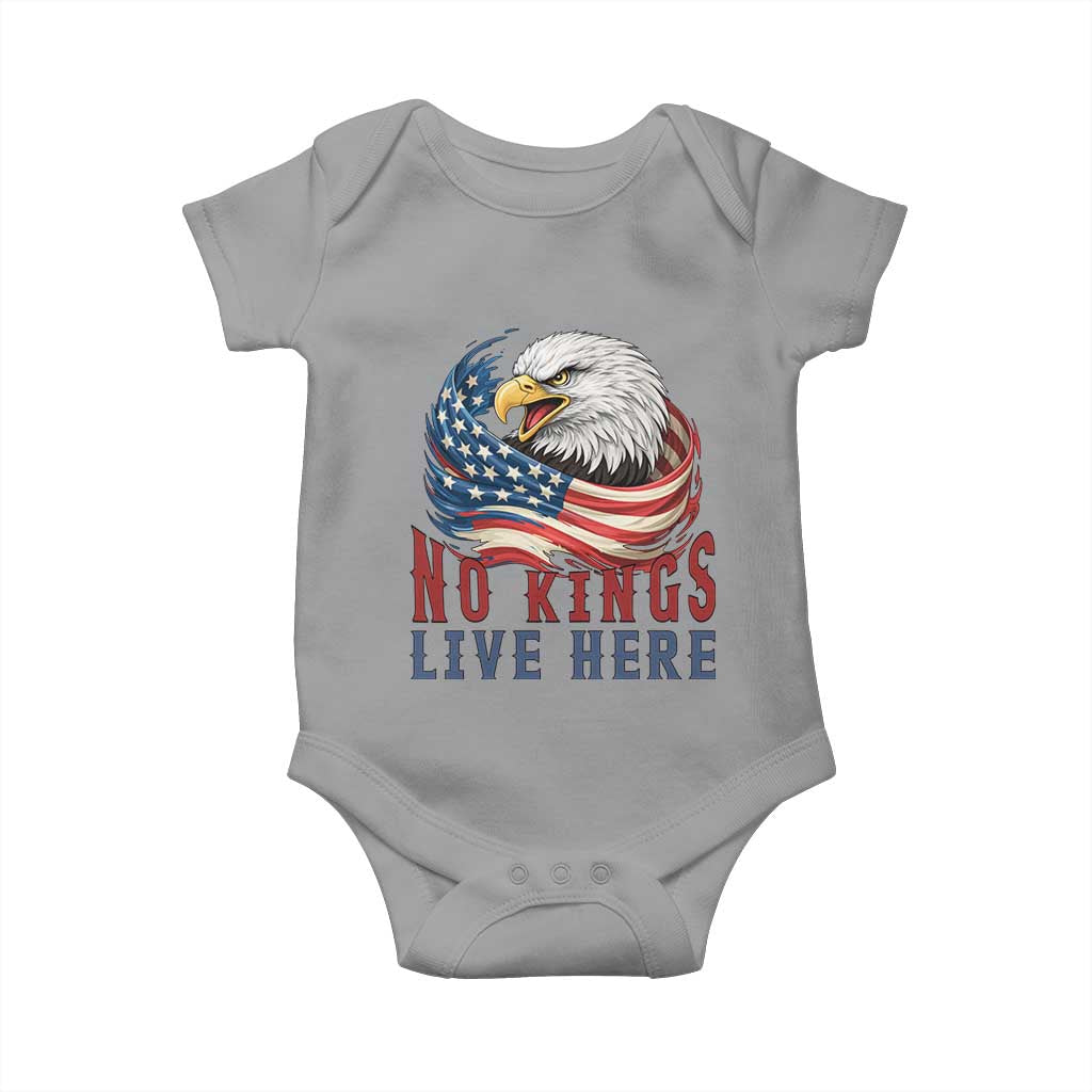 No Kings Live Here Baby Onesie Patriotic American Eagle TS12 Sport Gray Print Your Wear