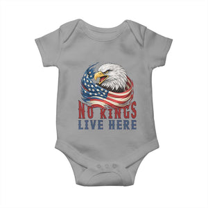 No Kings Live Here Baby Onesie Patriotic American Eagle TS12 Sport Gray Print Your Wear