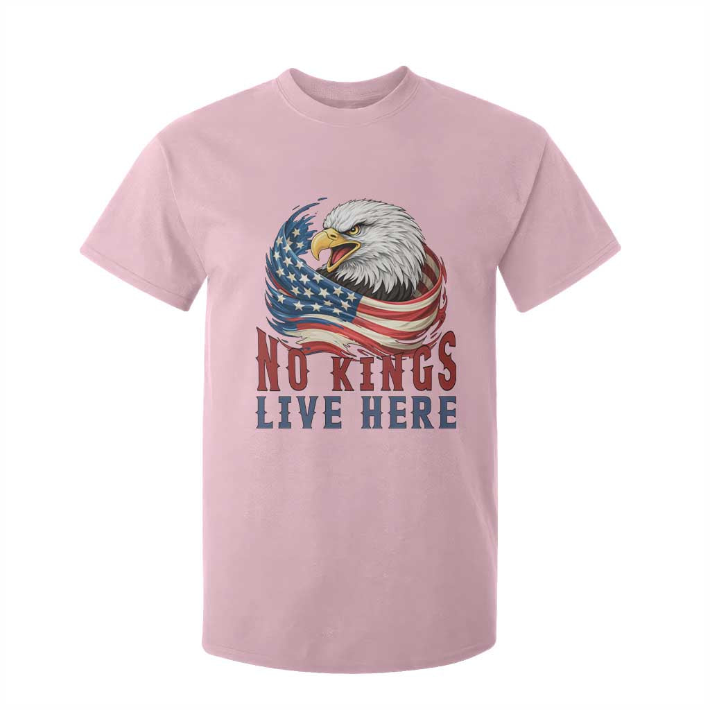 No Kings Live Here T Shirt For Kid Patriotic American Eagle TS12 Light Pink Print Your Wear