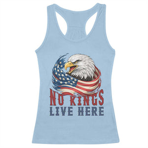 No Kings Live Here Racerback Tank Top Patriotic American Eagle TS12 Light Blue Print Your Wear