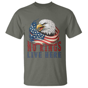 No Kings Live Here T Shirt Patriotic American Eagle TS12 Military Green Print Your Wear