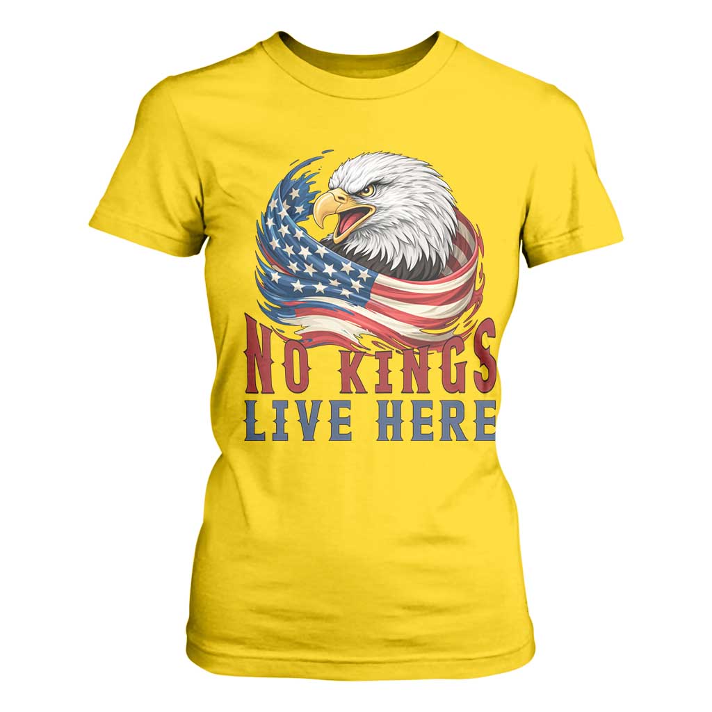No Kings Live Here T Shirt For Women Patriotic American Eagle TS12 Daisy Print Your Wear