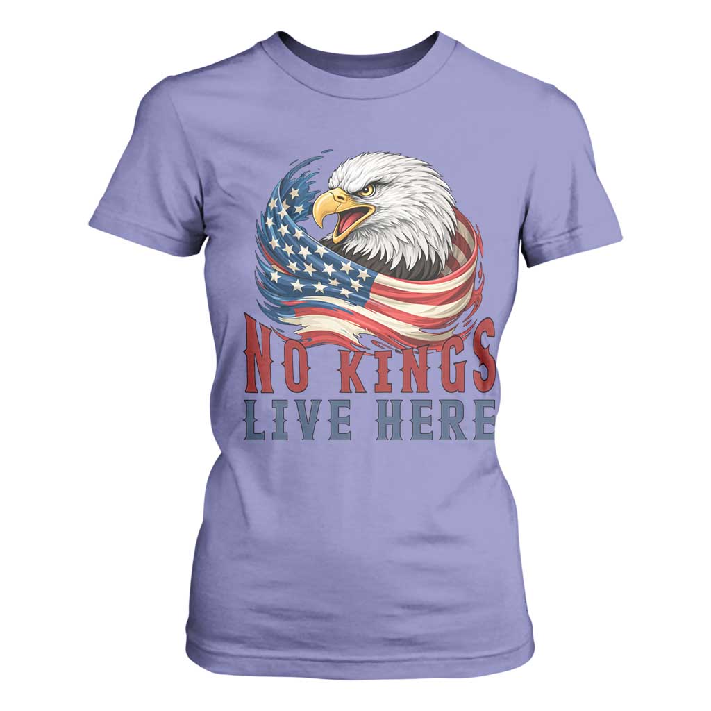 No Kings Live Here T Shirt For Women Patriotic American Eagle TS12 Violet Print Your Wear