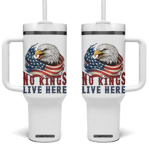 No Kings Live Here Tumbler With Handle Patriotic American Eagle TS12 One Size: 40 oz White Print Your Wear
