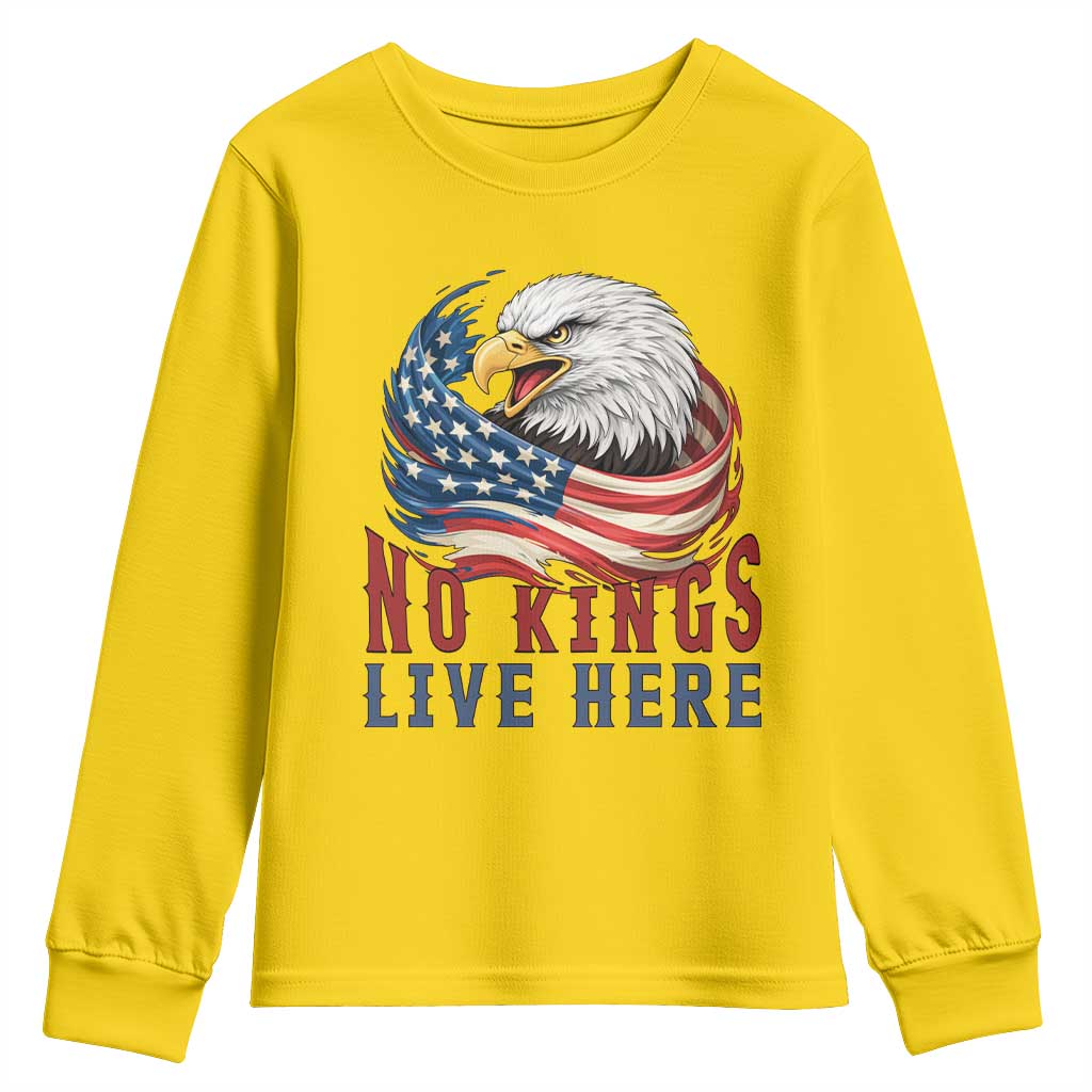 No Kings Live Here Youth Sweatshirt Patriotic American Eagle TS12 Daisy Print Your Wear