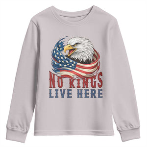 No Kings Live Here Youth Sweatshirt Patriotic American Eagle TS12 Ice Gray Print Your Wear