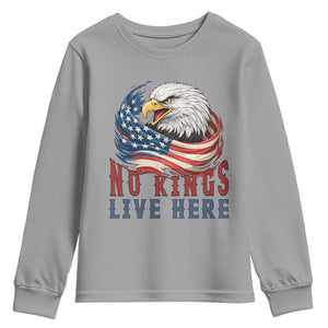 No Kings Live Here Youth Sweatshirt Patriotic American Eagle TS12 Sport Gray Print Your Wear