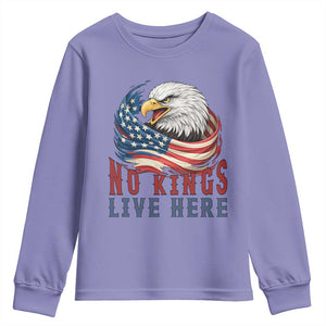 No Kings Live Here Youth Sweatshirt Patriotic American Eagle TS12 Violet Print Your Wear