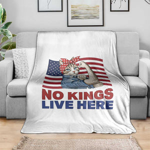 No Kings Live Here Throw Blanket Funny Rosie The Riveter Cat Feminist Gift TS12 Print Your Wear