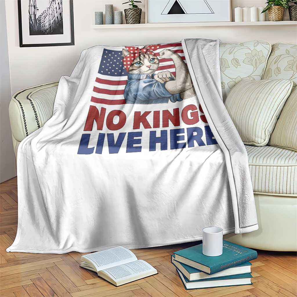 No Kings Live Here Throw Blanket Funny Rosie The Riveter Cat Feminist Gift TS12 Print Your Wear
