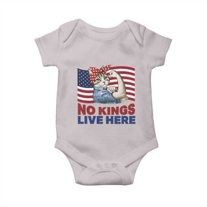 No Kings Live Here Baby Onesie Funny Rosie The Riveter Cat Feminist Gift TS12 Ice Gray Print Your Wear