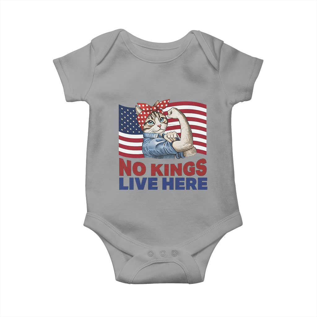 No Kings Live Here Baby Onesie Funny Rosie The Riveter Cat Feminist Gift TS12 Sport Gray Print Your Wear
