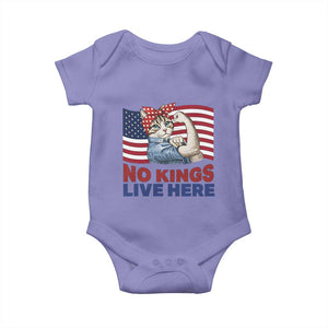 No Kings Live Here Baby Onesie Funny Rosie The Riveter Cat Feminist Gift TS12 Violet Print Your Wear