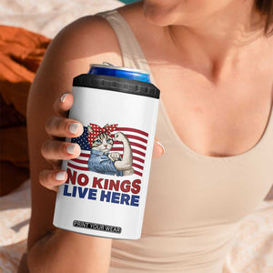No Kings Live Here 4 in 1 Can Cooler Tumbler Funny Rosie The Riveter Cat Feminist Gift TS12 Print Your Wear