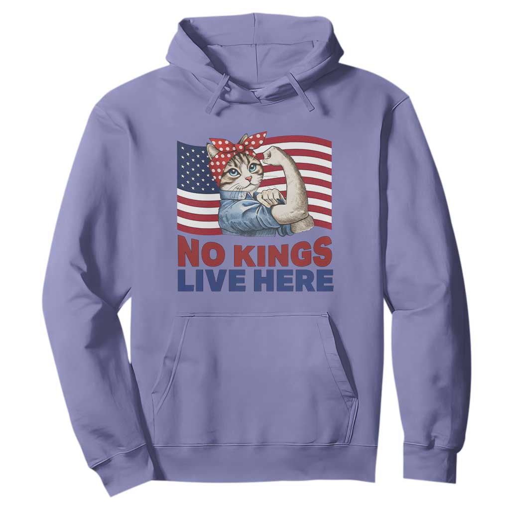 No Kings Live Here Hoodie Funny Rosie The Riveter Cat Feminist Gift TS12 Violet Print Your Wear