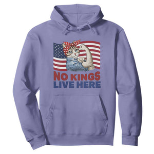 No Kings Live Here Hoodie Funny Rosie The Riveter Cat Feminist Gift TS12 Violet Print Your Wear