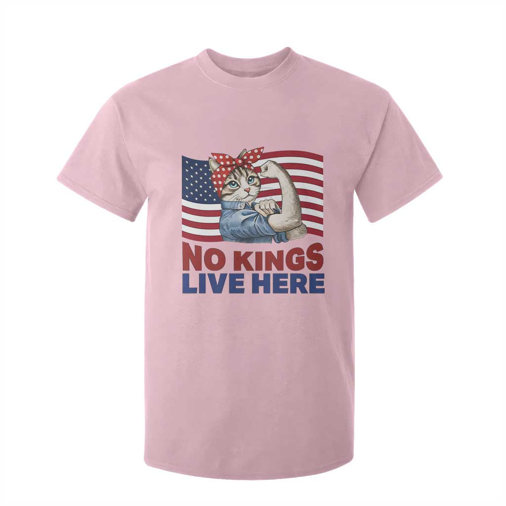 No Kings Live Here T Shirt For Kid Funny Rosie The Riveter Cat Feminist Gift TS12 Light Pink Print Your Wear