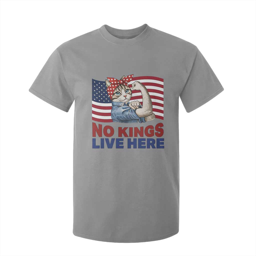 No Kings Live Here T Shirt For Kid Funny Rosie The Riveter Cat Feminist Gift TS12 Sport Gray Print Your Wear