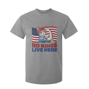 No Kings Live Here T Shirt For Kid Funny Rosie The Riveter Cat Feminist Gift TS12 Sport Gray Print Your Wear