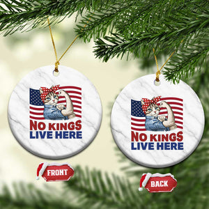 No Kings Live Here Ceramic Ornament Funny Rosie The Riveter Cat Feminist Gift TS12 1pc White Marble Print Your Wear