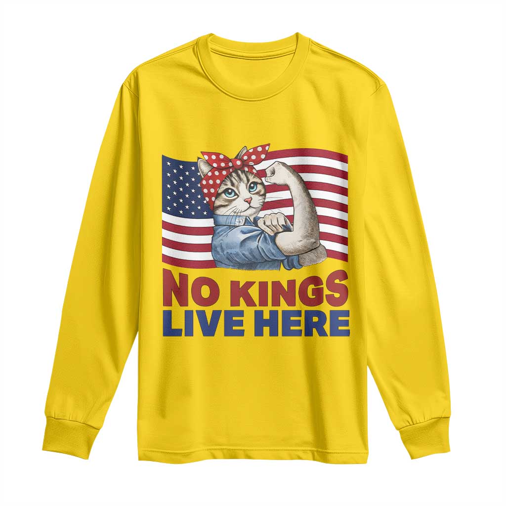 No Kings Live Here Long Sleeve Shirt Funny Rosie The Riveter Cat Feminist Gift TS12 Daisy Print Your Wear