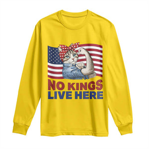 No Kings Live Here Long Sleeve Shirt Funny Rosie The Riveter Cat Feminist Gift TS12 Daisy Print Your Wear