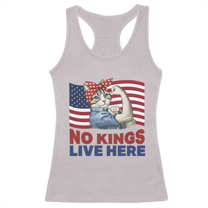 No Kings Live Here Racerback Tank Top Funny Rosie The Riveter Cat Feminist Gift TS12 Ice Gray Print Your Wear