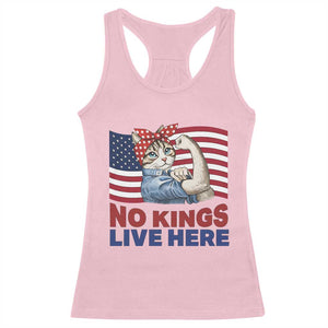 No Kings Live Here Racerback Tank Top Funny Rosie The Riveter Cat Feminist Gift TS12 Light Pink Print Your Wear