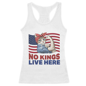No Kings Live Here Racerback Tank Top Funny Rosie The Riveter Cat Feminist Gift TS12 White Print Your Wear
