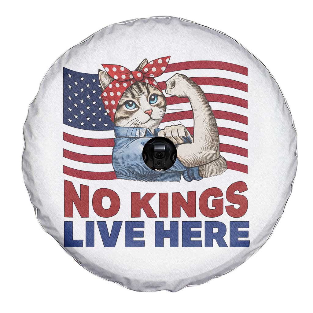 No Kings Live Here Spare Tire Cover Funny Rosie The Riveter Cat Feminist Gift TS12 Print Your Wear