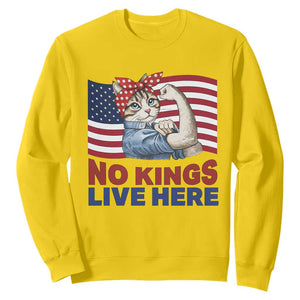 No Kings Live Here Sweatshirt Funny Rosie The Riveter Cat Feminist Gift TS12 Daisy Print Your Wear