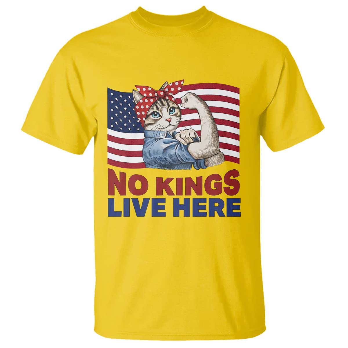 No Kings Live Here T Shirt Funny Rosie The Riveter Cat Feminist Gift