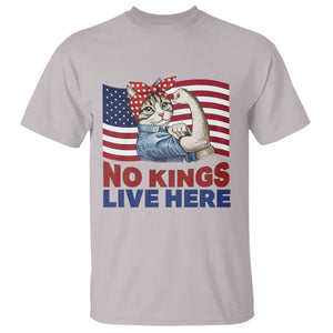 No Kings Live Here T Shirt Funny Rosie The Riveter Cat Feminist Gift TS12 Ice Gray Print Your Wear